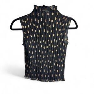 Vintage E. K. Designs Pleated Metallic Polka Dot Top OS Stretchy Disco Dreamwear